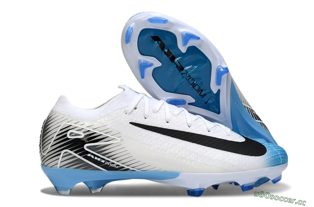 Unisex Nike Air Zoom Mercurial Vapor 16 Elite FG Firm Ground Low-Tops Football Boots - White/Black/Blue 2