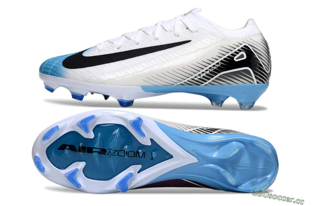 Unisex Nike Air Zoom Mercurial Vapor 16 Elite FG Firm Ground Low-Tops Football Boots - White/Black/Blue 1