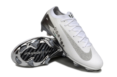 Unisex Nike Air Zoom Mercurial Vapor 16 Elite FG Firm Ground Low-Tops Football Boots - White/Silver/Grey