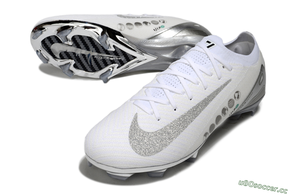 Unisex Nike Air Zoom Mercurial Vapor 16 Elite FG Firm Ground Low-Tops Football Boots - White/Silver/Grey 3