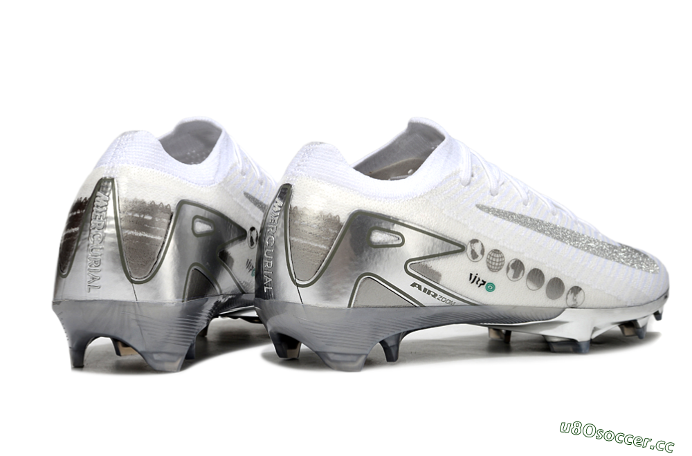 Unisex Nike Air Zoom Mercurial Vapor 16 Elite FG Firm Ground Low-Tops Football Boots - White/Silver/Grey 7