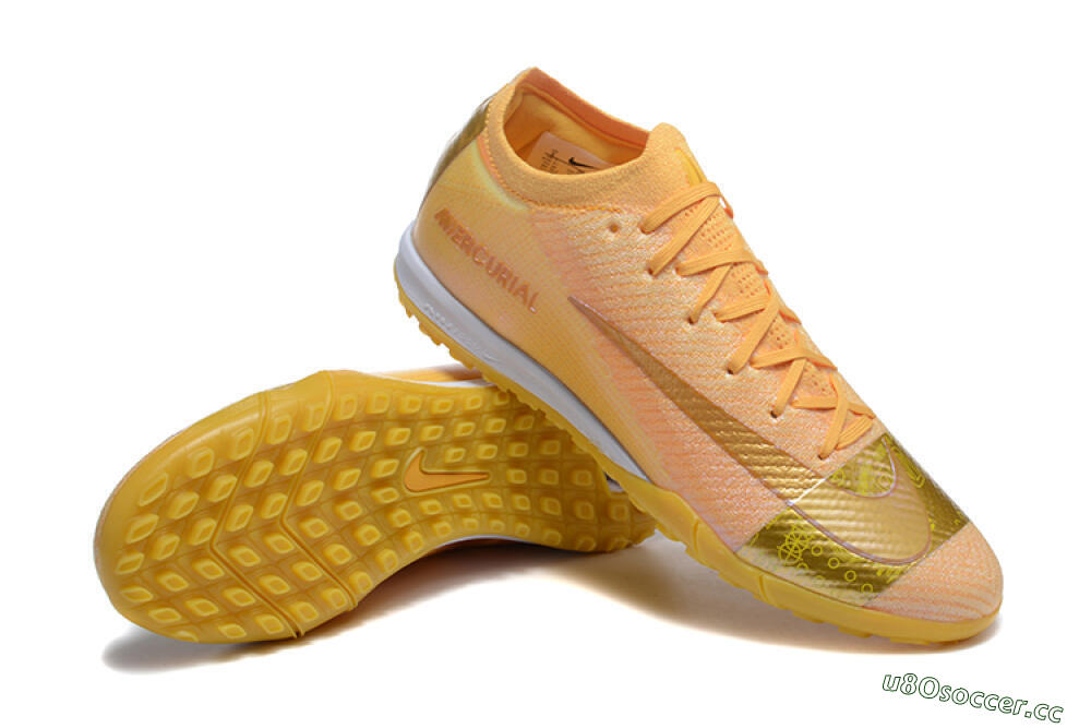Men's Nike Air Zoom Mercurial Vapor 16 Elite TF Artificial Turf Low-Tops Football Shoes - Yellow/Gold/White 4