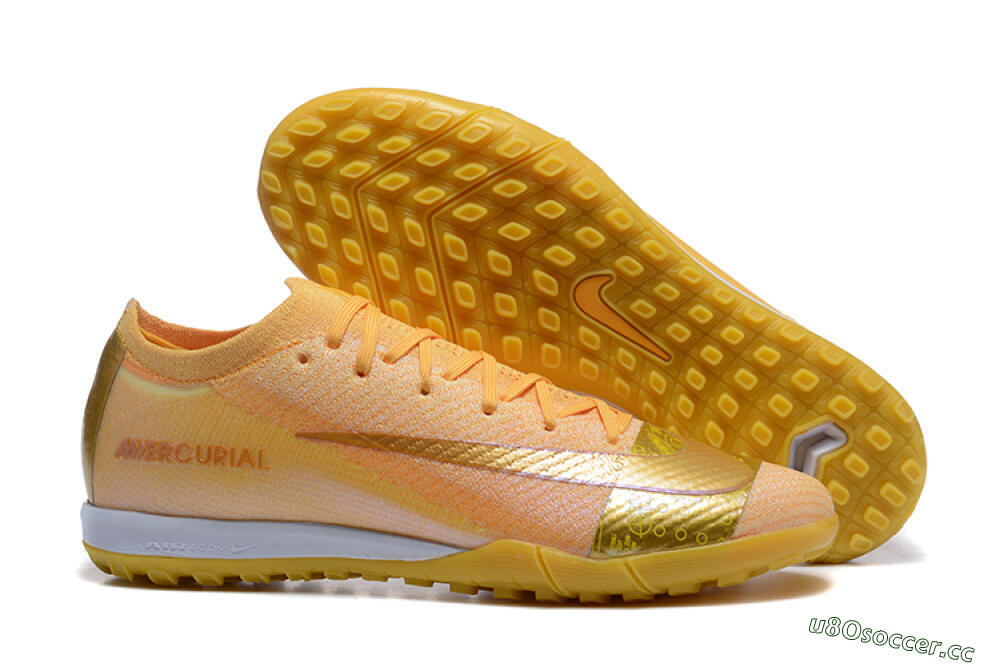 Men's Nike Air Zoom Mercurial Vapor 16 Elite TF Artificial Turf Low-Tops Football Shoes - Yellow/Gold/White 2