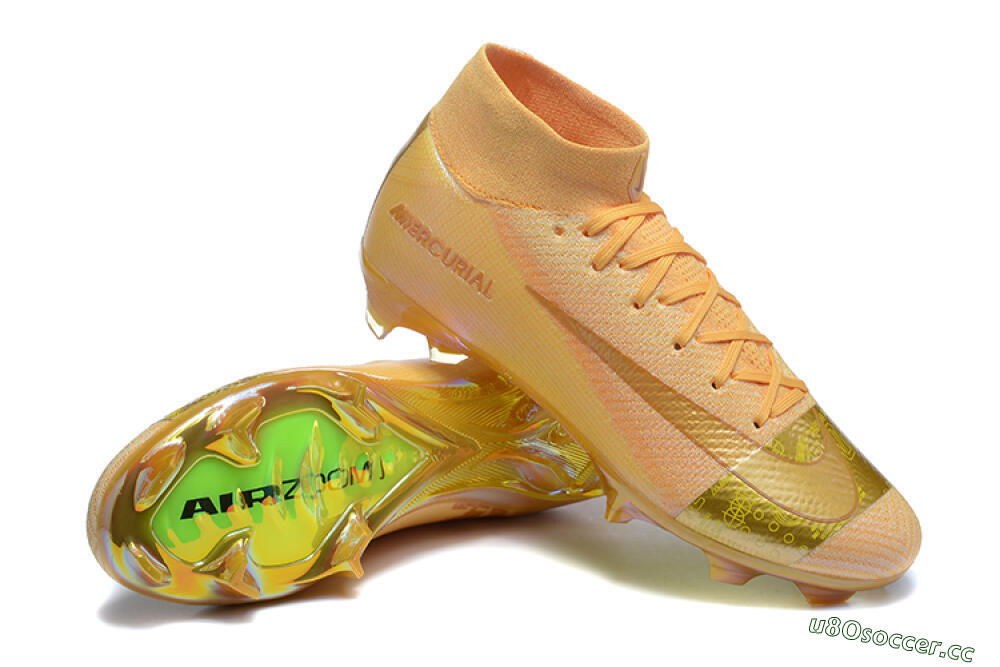 Men's Nike Air Zoom Mercurial Superfly 10 Elite FG Firm Ground High-Tops Football Boots - Yellow/Gold/White 4