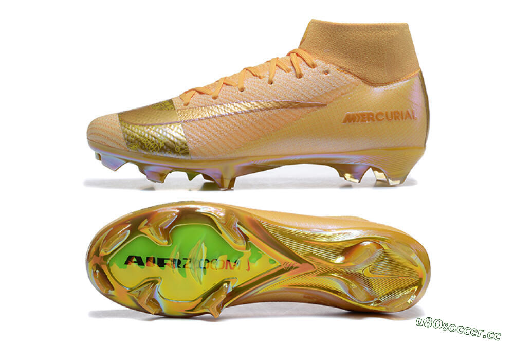 Men's Nike Air Zoom Mercurial Superfly 10 Elite FG Firm Ground High-Tops Football Boots - Yellow/Gold/White 1