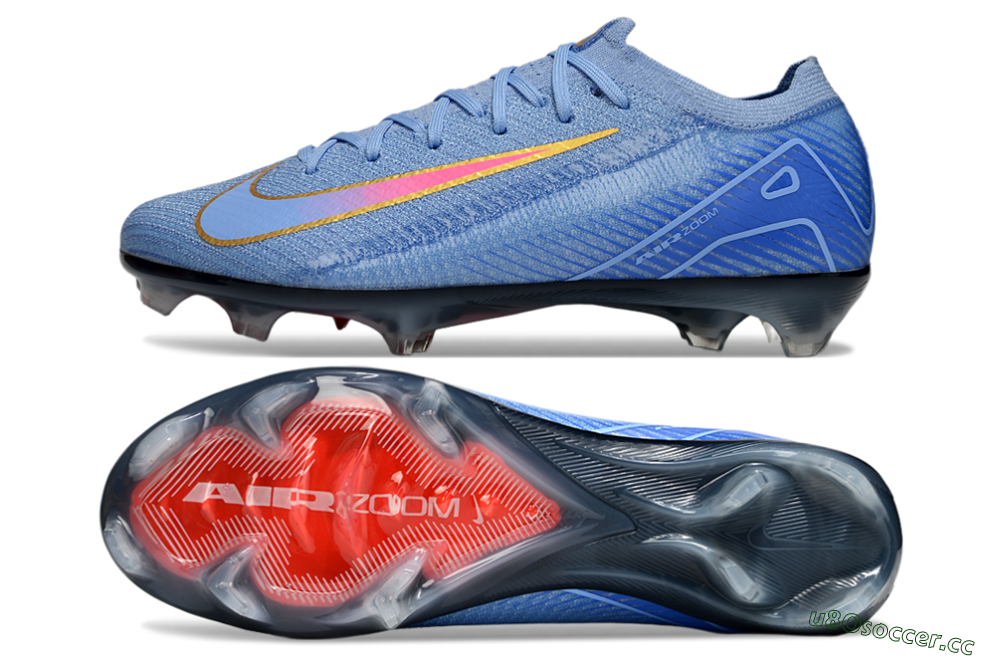 Unisex Nike Air Zoom Mercurial Vapor 16 Elite FG Firm Ground Low-Tops Football Boots - Blue/Pink/Gold 1