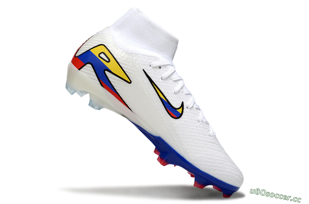 Unisex Nike Air Zoom Mercurial Superfly 10 Elite FG Firm Ground High-Tops Football Boots - White/Yellow/Blue/Red 5