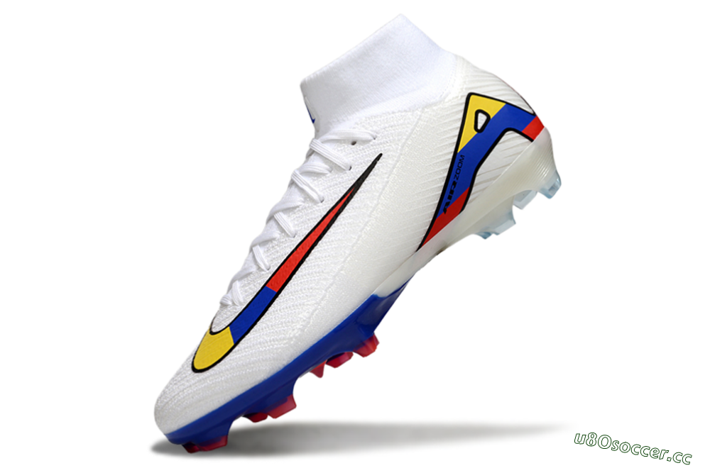 Unisex Nike Air Zoom Mercurial Superfly 10 Elite FG Firm Ground High-Tops Football Boots - White/Yellow/Blue/Red 6
