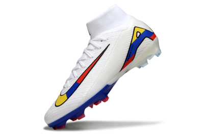 Unisex Nike Air Zoom Mercurial Superfly 10 Elite FG Firm Ground High-Tops Football Boots - White/Yellow/Blue/Red