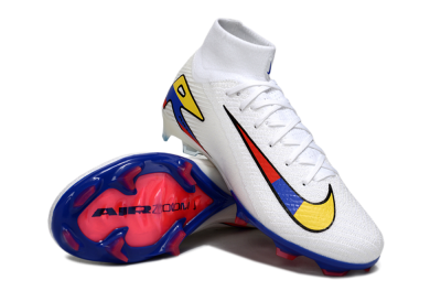 Unisex Nike Air Zoom Mercurial Superfly 10 Elite FG Firm Ground High-Tops Football Boots - White/Yellow/Blue/Red