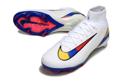Unisex Nike Air Zoom Mercurial Superfly 10 Elite FG Firm Ground High-Tops Football Boots - White/Yellow/Blue/Red
