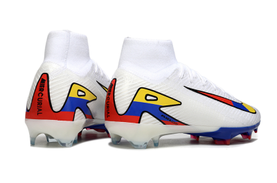 Unisex Nike Air Zoom Mercurial Superfly 10 Elite FG Firm Ground High-Tops Football Boots - White/Yellow/Blue/Red