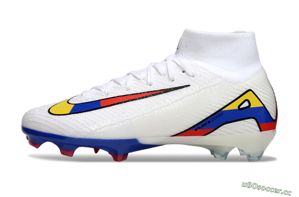 Unisex Nike Air Zoom Mercurial Superfly 10 Elite FG Firm Ground High-Tops Football Boots - White/Yellow/Blue/Red 0