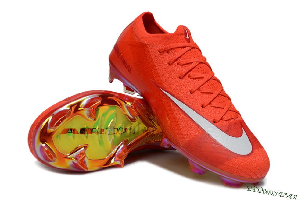 Unisex Nike Air Zoom Mercurial Vapor 16 Elite FG Firm Ground Low-Tops Football Boots - Red/White 4