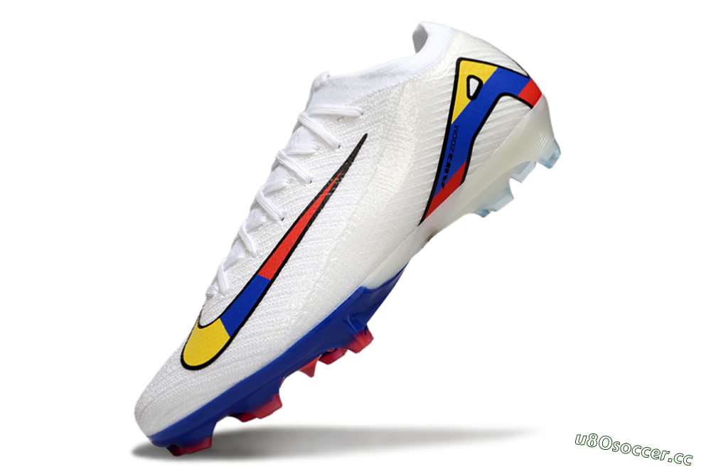 Unisex Nike Air Zoom Mercurial Vapor 16 Elite FG Firm Ground Low-Tops Football Boots - White/Yellow/Blue/Red 6