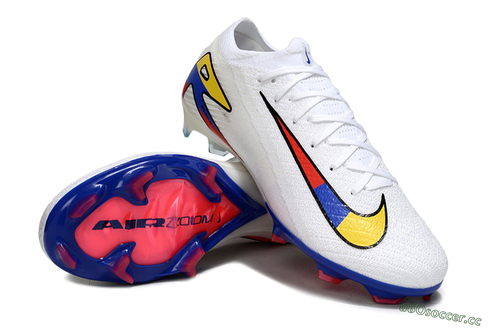Unisex Nike Air Zoom Mercurial Vapor 16 Elite FG Firm Ground Low-Tops Football Boots - White/Yellow/Blue/Red 4