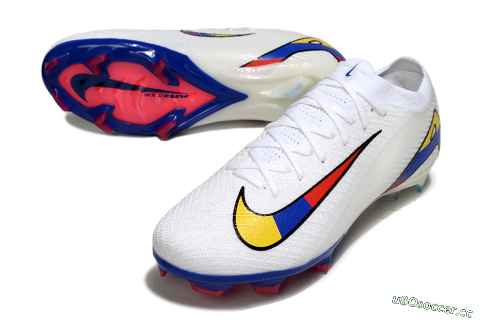 Unisex Nike Air Zoom Mercurial Vapor 16 Elite FG Firm Ground Low-Tops Football Boots - White/Yellow/Blue/Red 3