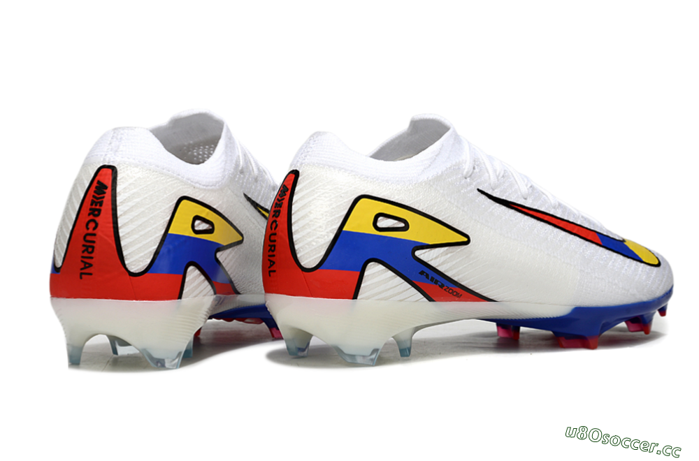 Unisex Nike Air Zoom Mercurial Vapor 16 Elite FG Firm Ground Low-Tops Football Boots - White/Yellow/Blue/Red 7