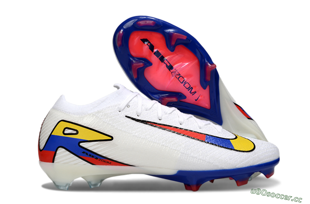 Unisex Nike Air Zoom Mercurial Vapor 16 Elite FG Firm Ground Low-Tops Football Boots - White/Yellow/Blue/Red 2