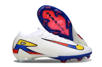 Unisex Nike Air Zoom Mercurial Vapor 16 Elite FG Firm Ground Low-Tops Football Boots - White/Yellow/Blue/Red