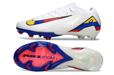 Unisex Nike Air Zoom Mercurial Vapor 16 Elite FG Firm Ground Low-Tops Football Boots - White/Yellow/Blue/Red