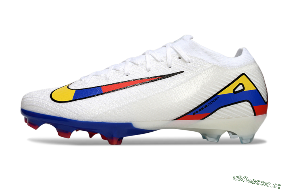 Unisex Nike Air Zoom Mercurial Vapor 16 Elite FG Firm Ground Low-Tops Football Boots - White/Yellow/Blue/Red 0