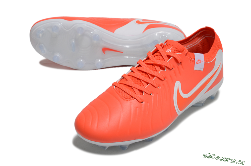 Unisex Nike Tiempo Legend 10 Elite FG Firm Ground Low-Tops Football Boots - Red/White 3