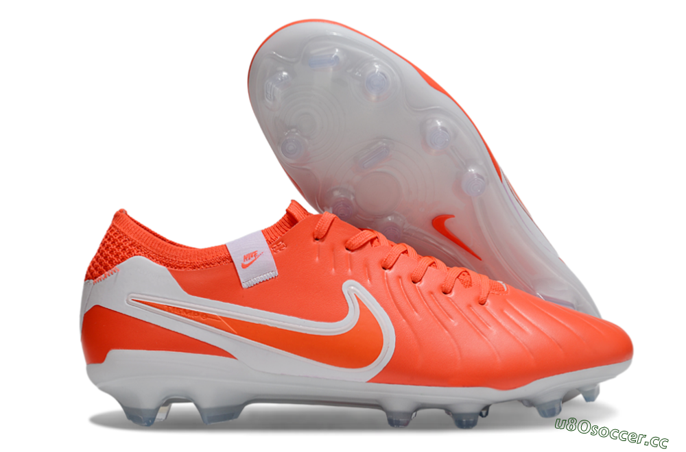 Unisex Nike Tiempo Legend 10 Elite FG Firm Ground Low-Tops Football Boots - Red/White 2