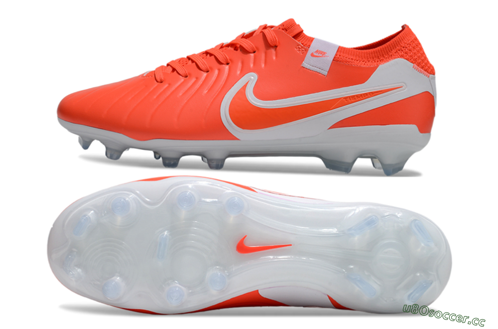Unisex Nike Tiempo Legend 10 Elite FG Firm Ground Low-Tops Football Boots - Red/White 1