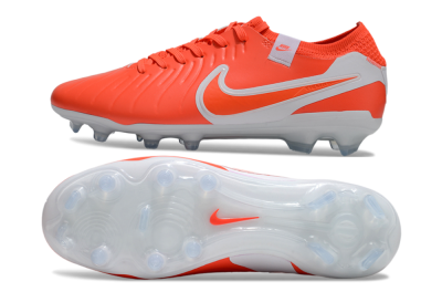 Unisex Nike Tiempo Legend 10 Elite FG Firm Ground Low-Tops Football Boots - Red/White