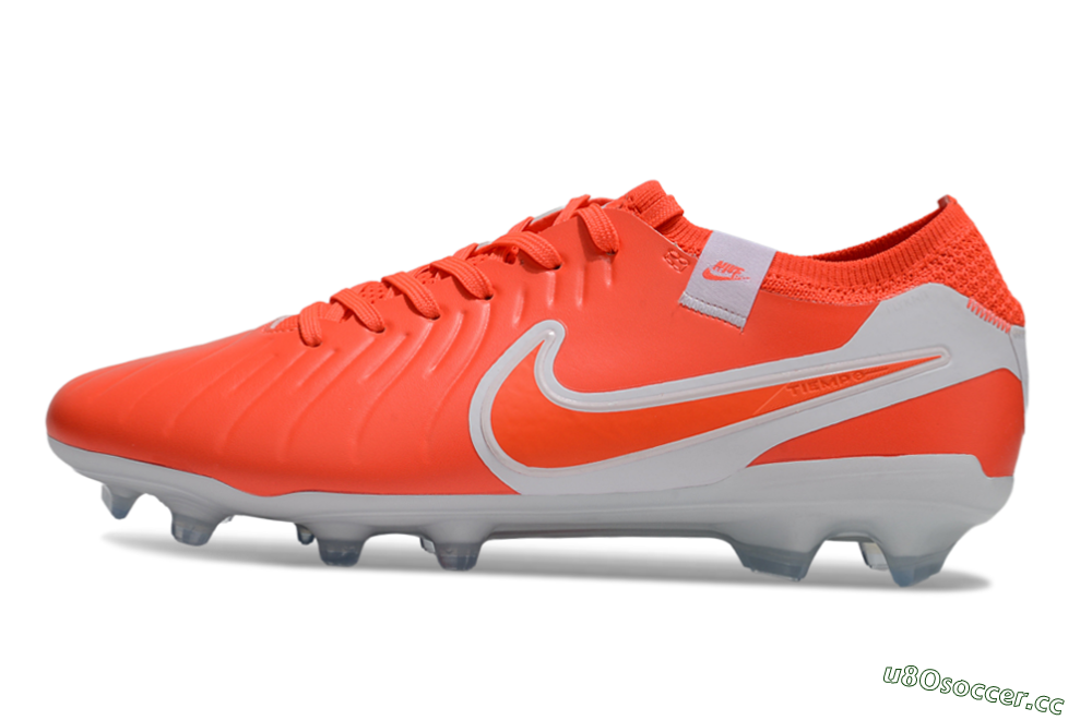 Unisex Nike Tiempo Legend 10 Elite FG Firm Ground Low-Tops Football Boots - Red/White 0
