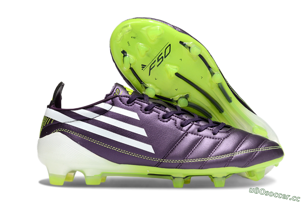 Men's Adidas F50 Elite FG Firm Ground Low-Tops Football Boots - Purple/White/Yellow 2