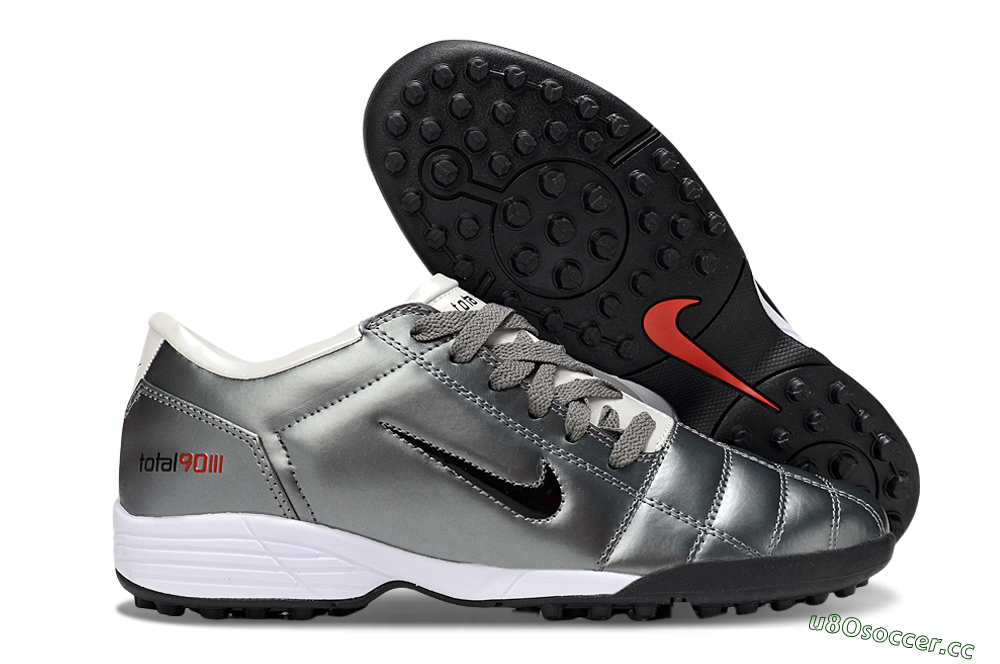 Unisex Nike Total 90 III TF Artificial Turf Low-Tops Football Shoes - Silver/Black/White 2