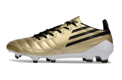 Men's Adidas F50 Elite FG Firm Ground Low-Tops Football Boots - Gold/Black/White