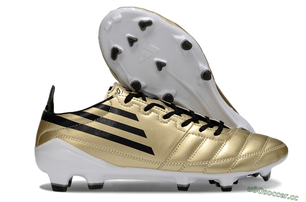 Men's Adidas F50 Elite FG Firm Ground Low-Tops Football Boots - Gold/Black/White 2