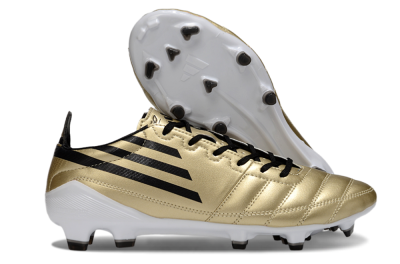 Men's Adidas F50 Elite FG Firm Ground Low-Tops Football Boots - Gold/Black/White