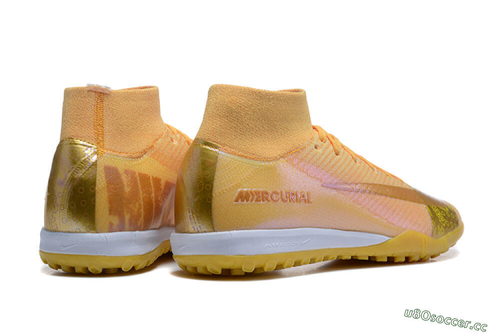 Men's Nike Air Zoom Mercurial Superfly 10 Elite TF Artificial Turf High-Tops Football Shoes - Yellow/Gold/White 9