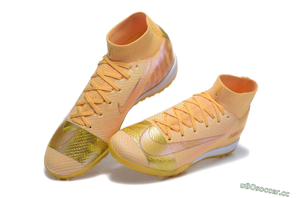 Men's Nike Air Zoom Mercurial Superfly 10 Elite TF Artificial Turf High-Tops Football Shoes - Yellow/Gold/White 6
