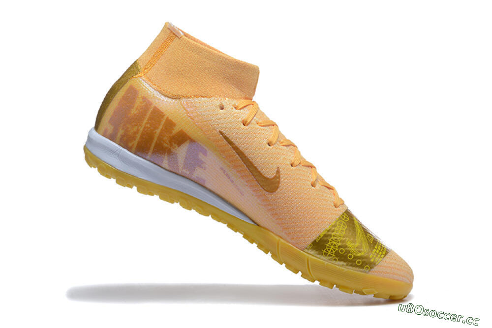 Men's Nike Air Zoom Mercurial Superfly 10 Elite TF Artificial Turf High-Tops Football Shoes - Yellow/Gold/White 7