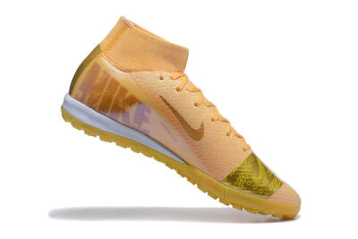Men's Nike Air Zoom Mercurial Superfly 10 Elite TF Artificial Turf High-Tops Football Shoes - Yellow/Gold/White