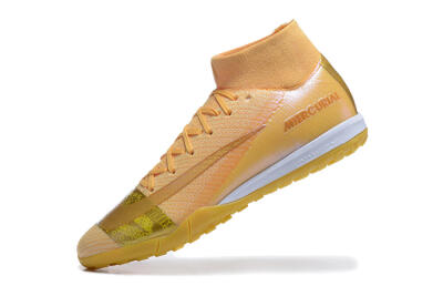 Men's Nike Air Zoom Mercurial Superfly 10 Elite TF Artificial Turf High-Tops Football Shoes - Yellow/Gold/White
