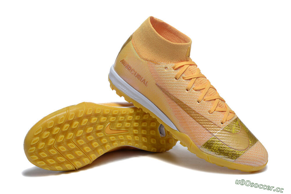 Men's Nike Air Zoom Mercurial Superfly 10 Elite TF Artificial Turf High-Tops Football Shoes - Yellow/Gold/White 4