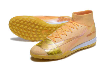 Men's Nike Air Zoom Mercurial Superfly 10 Elite TF Artificial Turf High-Tops Football Shoes - Yellow/Gold/White
