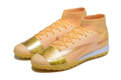 Men's Nike Air Zoom Mercurial Superfly 10 Elite TF Artificial Turf High-Tops Football Shoes - Yellow/Gold/White