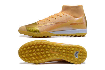 Men's Nike Air Zoom Mercurial Superfly 10 Elite TF Artificial Turf High-Tops Football Shoes - Yellow/Gold/White