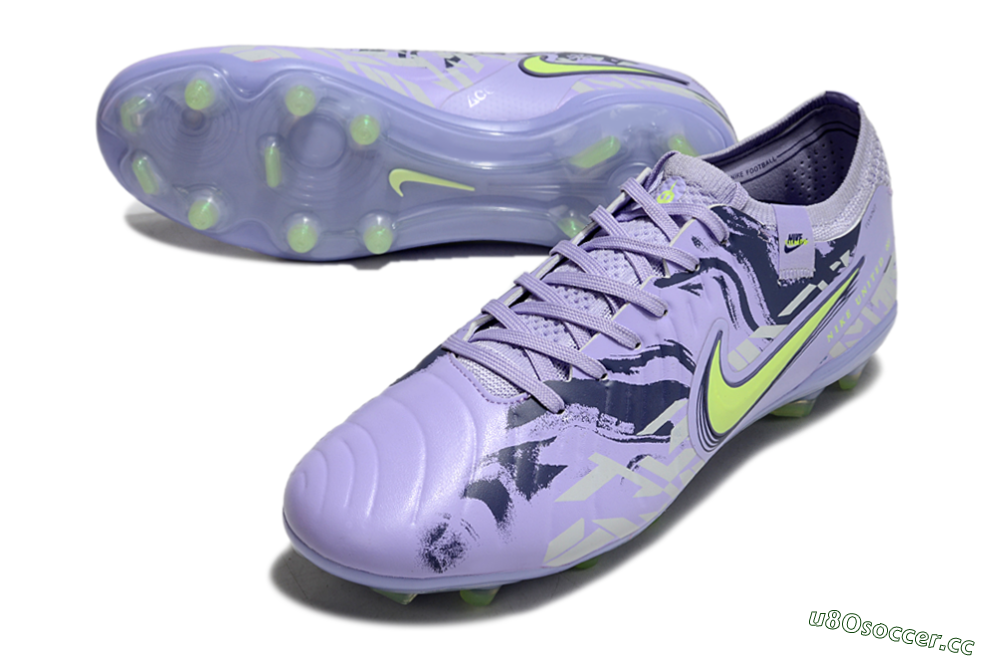 Unisex Nike Tiempo Legend 10 Elite FG Firm Ground Low-Tops Football Boots - Purple/Yellow 3