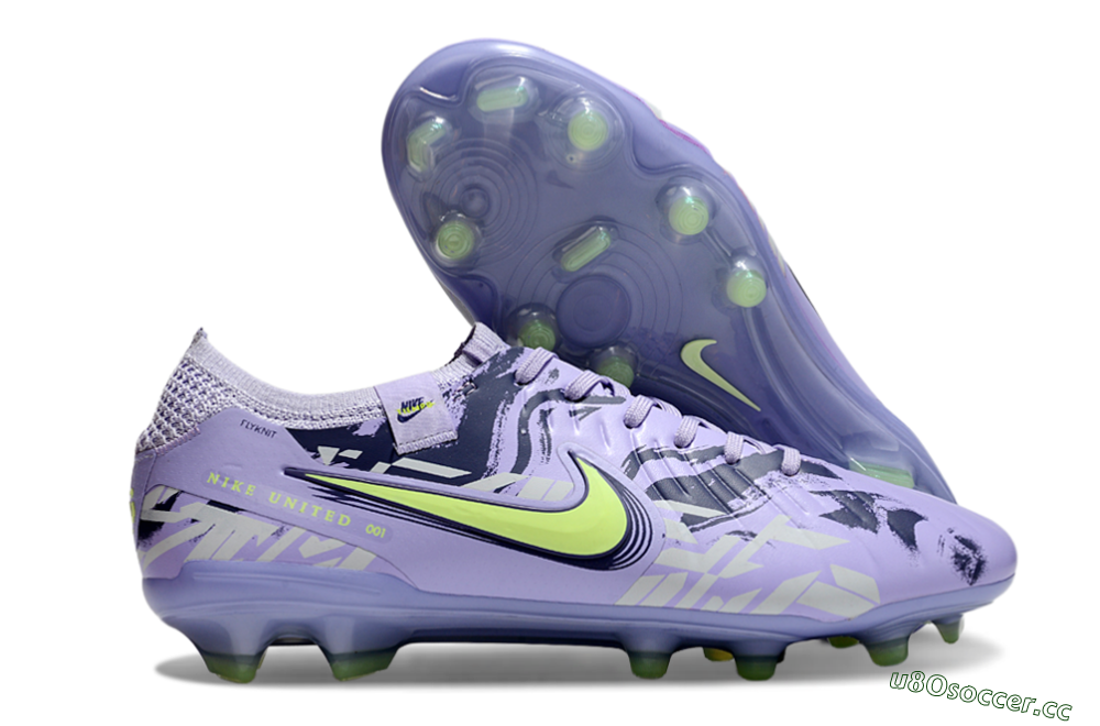Unisex Nike Tiempo Legend 10 Elite FG Firm Ground Low-Tops Football Boots - Purple/Yellow 2