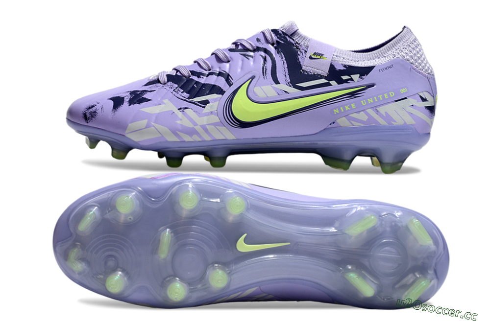 Unisex Nike Tiempo Legend 10 Elite FG Firm Ground Low-Tops Football Boots - Purple/Yellow 1