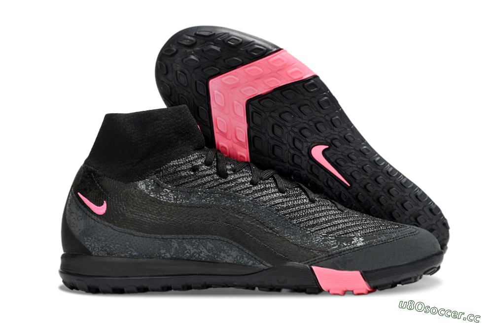 Unisex Nike Air Zoom Mercurial Superfly 10 Elite TF Artificial Turf High-Tops Football Shoes - Black/Grey/Pink 2