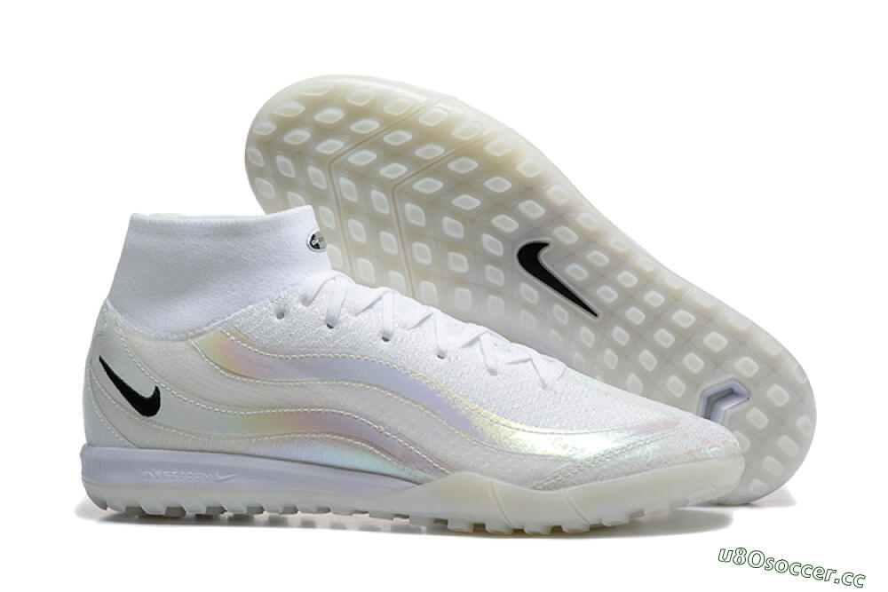 Men's Nike Air Zoom Mercurial Superfly 10 Elite TF Artificial Turf High-Tops Football Shoes - White/Black 2